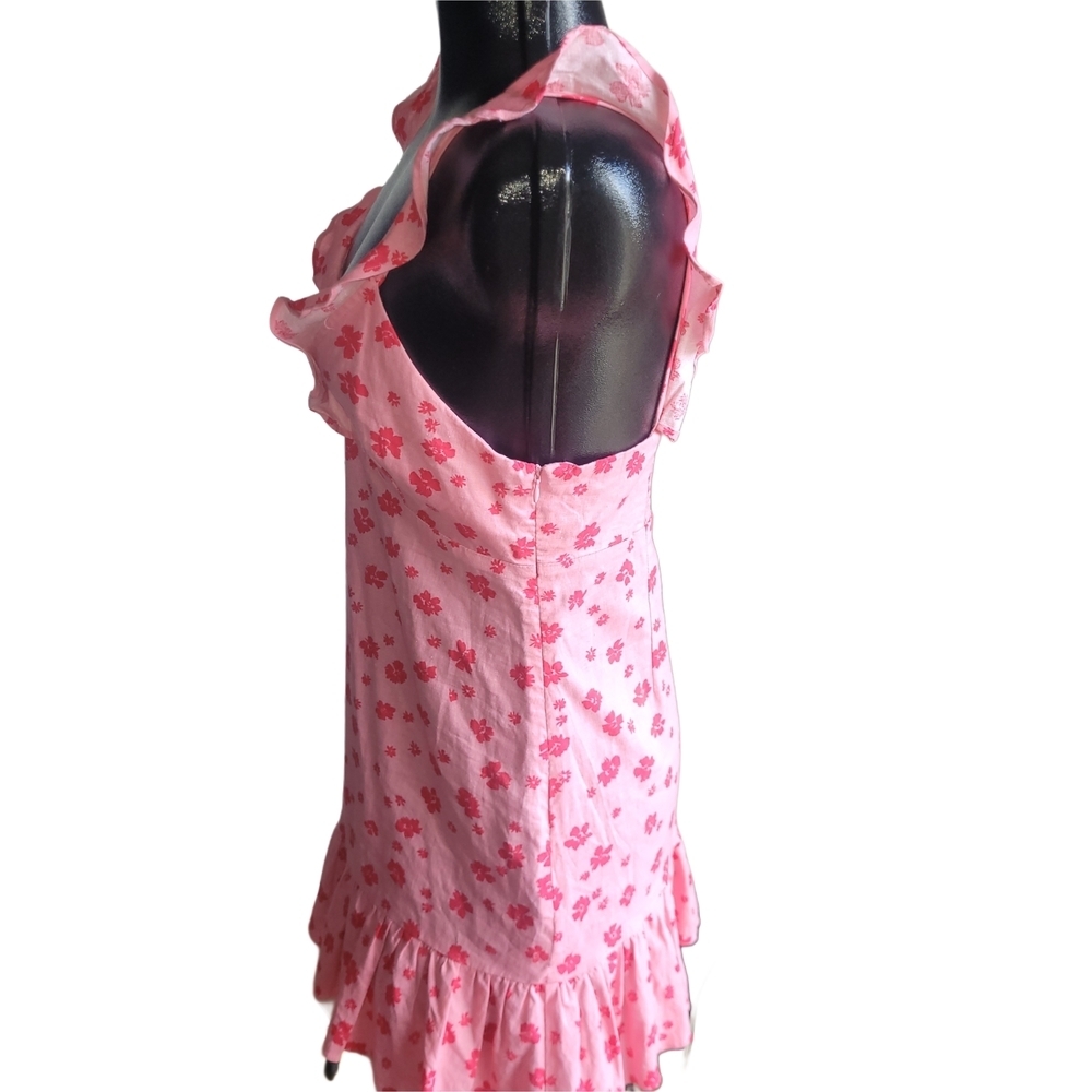 Zara Pink Ruffled Floral Print Mini Dress Size M - Picture 5 of 8